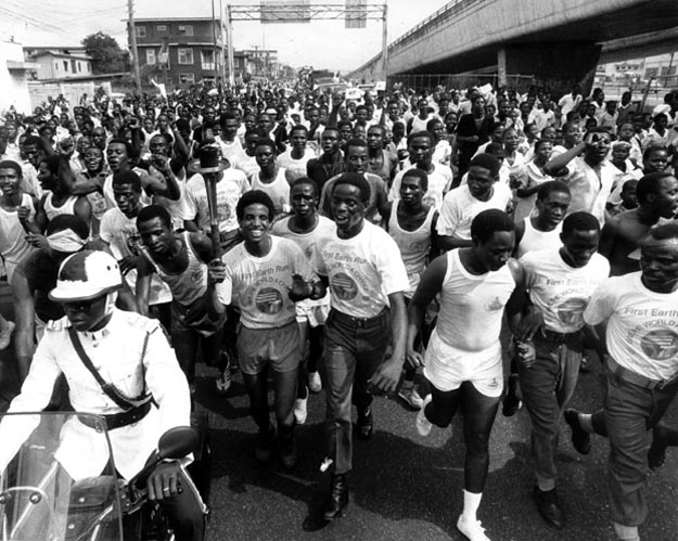 Enthusiastic runners. Lagos, Nigeria