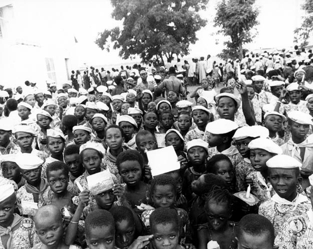 School children awaiting the torch's arrival. Dar-Es-Salaam, Tanzania