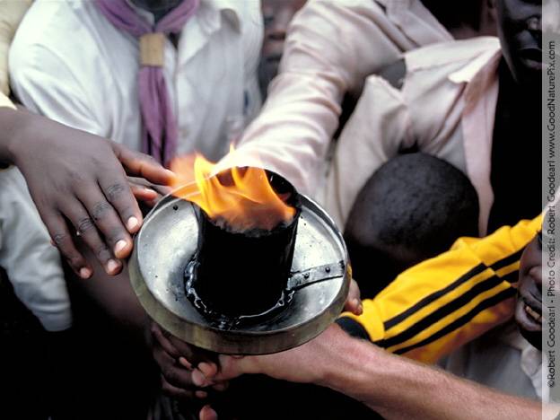 Touching the torch of peace. Kampala, Uganda